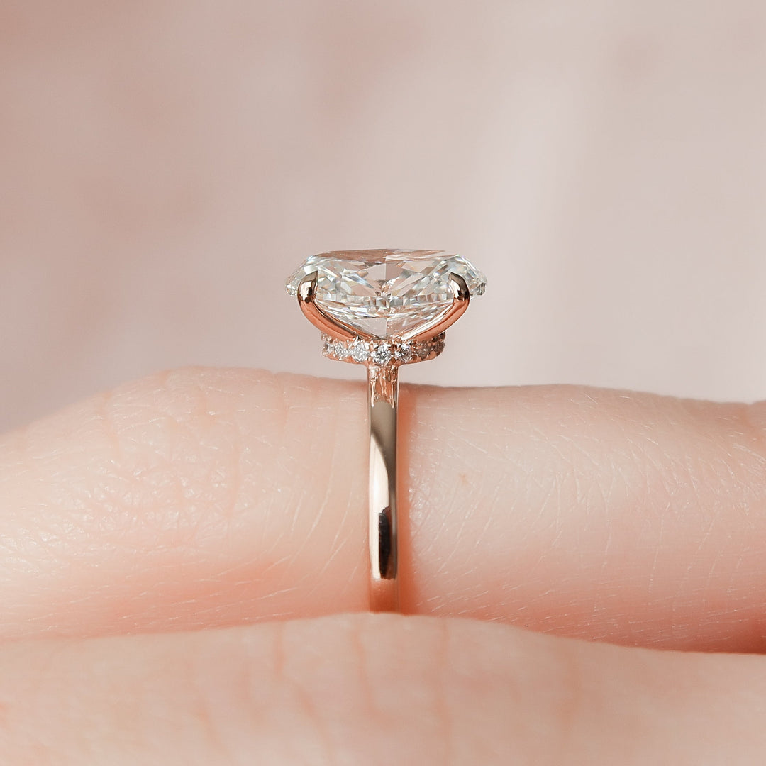 The Navy Set With Oval Solitaire Lab Diamond 3 Carat 14K Rose#material_14k-rose