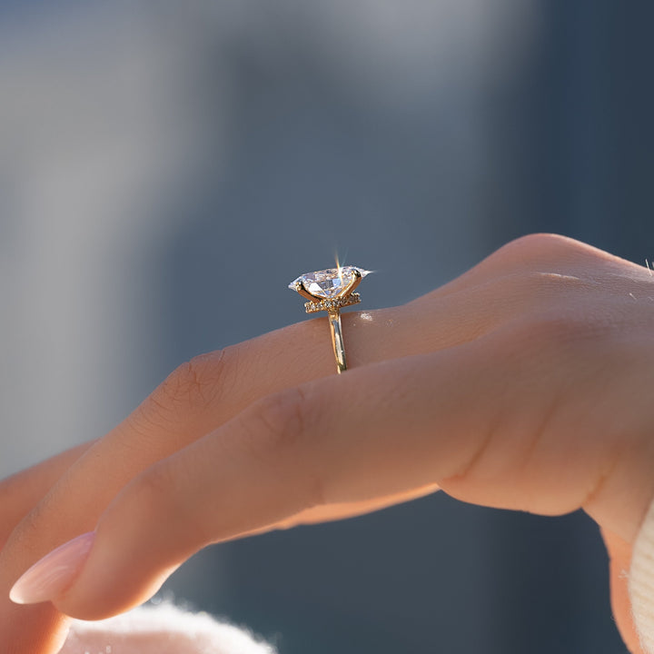 The Navy Oval Lab Diamond Moissanite Engagement Ring *Shown with 2 ct #material_gold