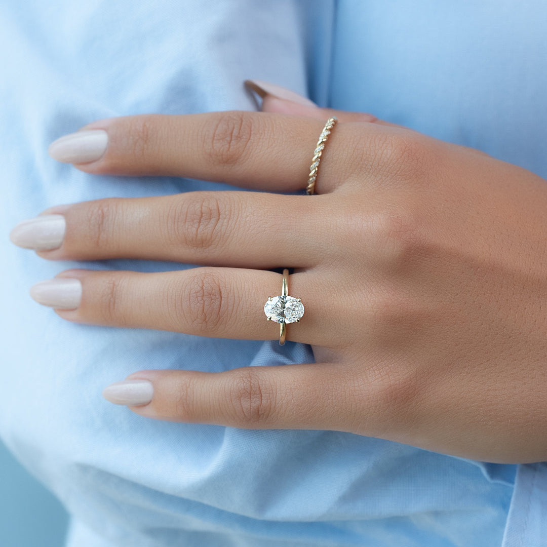 The Navy Oval Lab Diamond Moissanite Engagement Ring