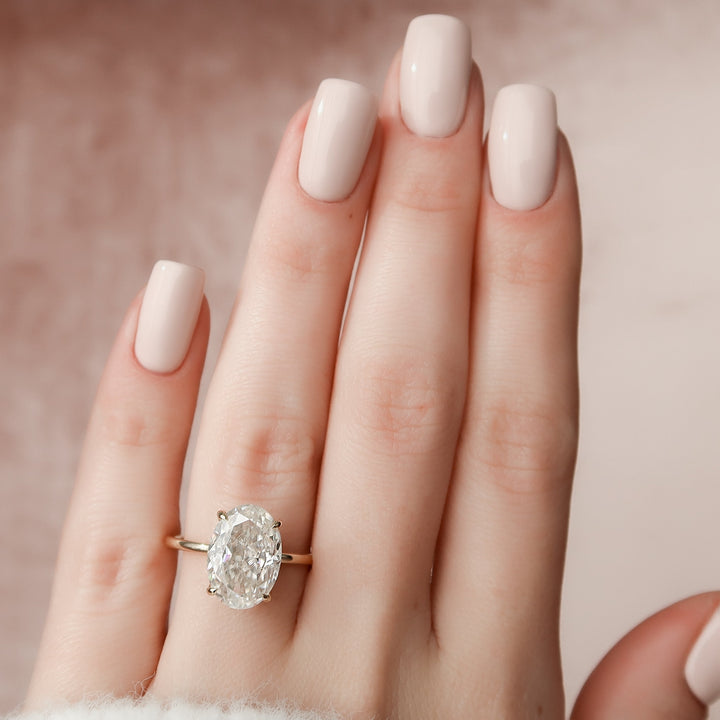 The Navy Oval Lab Diamond Moissanite Engagement Ring *Shown with 5 ct #material_gold