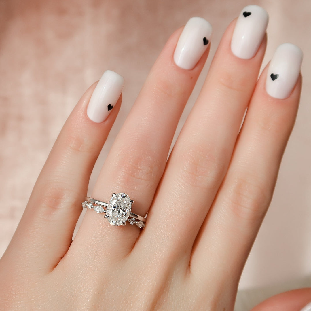 The Navy Oval Lab Diamond Moissanite Engagement Ring