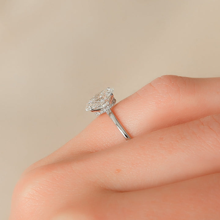 The Navy Oval Lab Diamond Moissanite Engagement Ring *Shown with 2 ct #material_white