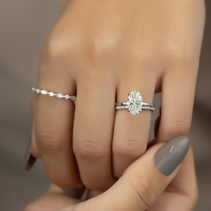The Navy Oval Lab Diamond Moissanite Engagement Ring *Shown with 2 ct #material_white
