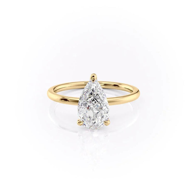 The Navy Set With Pear Solitaire Lab Diamond 1 Carat 14K Gold#material_14k-gold