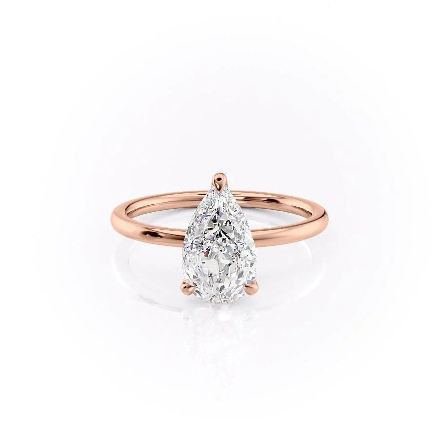 The Navy Set With Pear Solitaire Lab Diamond 1 Carat 14K Rose#material_14k-rose