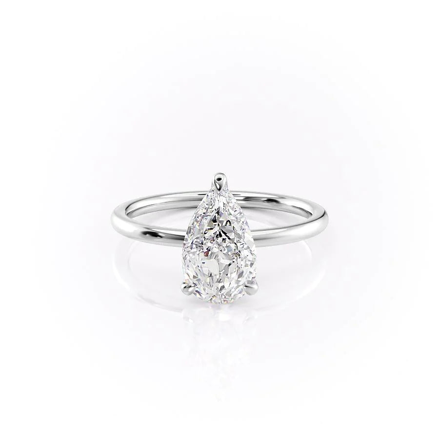 The Navy Set With Pear Solitaire Lab Diamond 1 Carat 14K White#material_14k-white