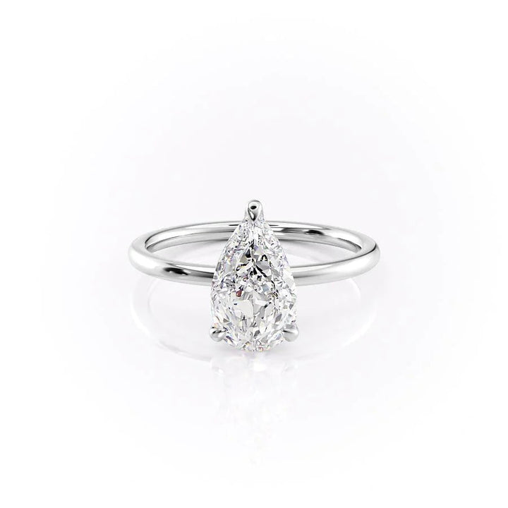 The Navy Set With Pear Solitaire Lab Diamond 1 Carat 14K White#material_14k-white