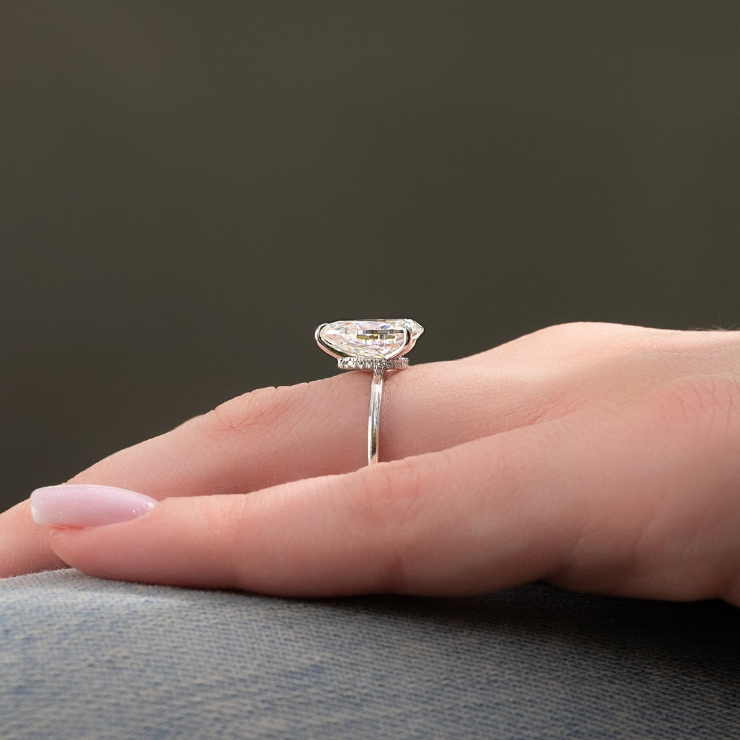 The Navy Pear Lab Diamond Moissanite Engagement Ring
