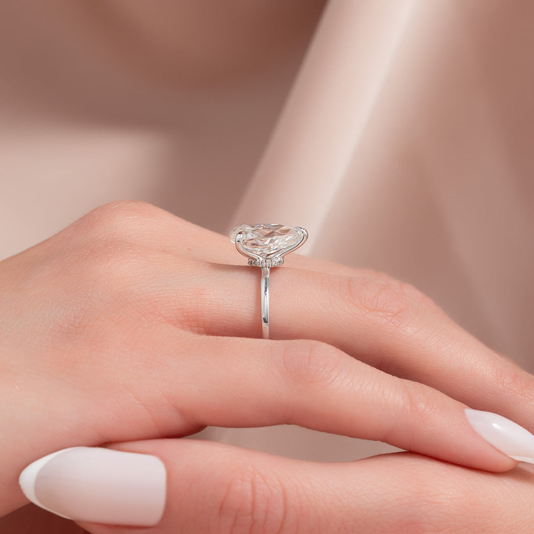 The Navy Pear Lab Diamond Moissanite Engagement Ring