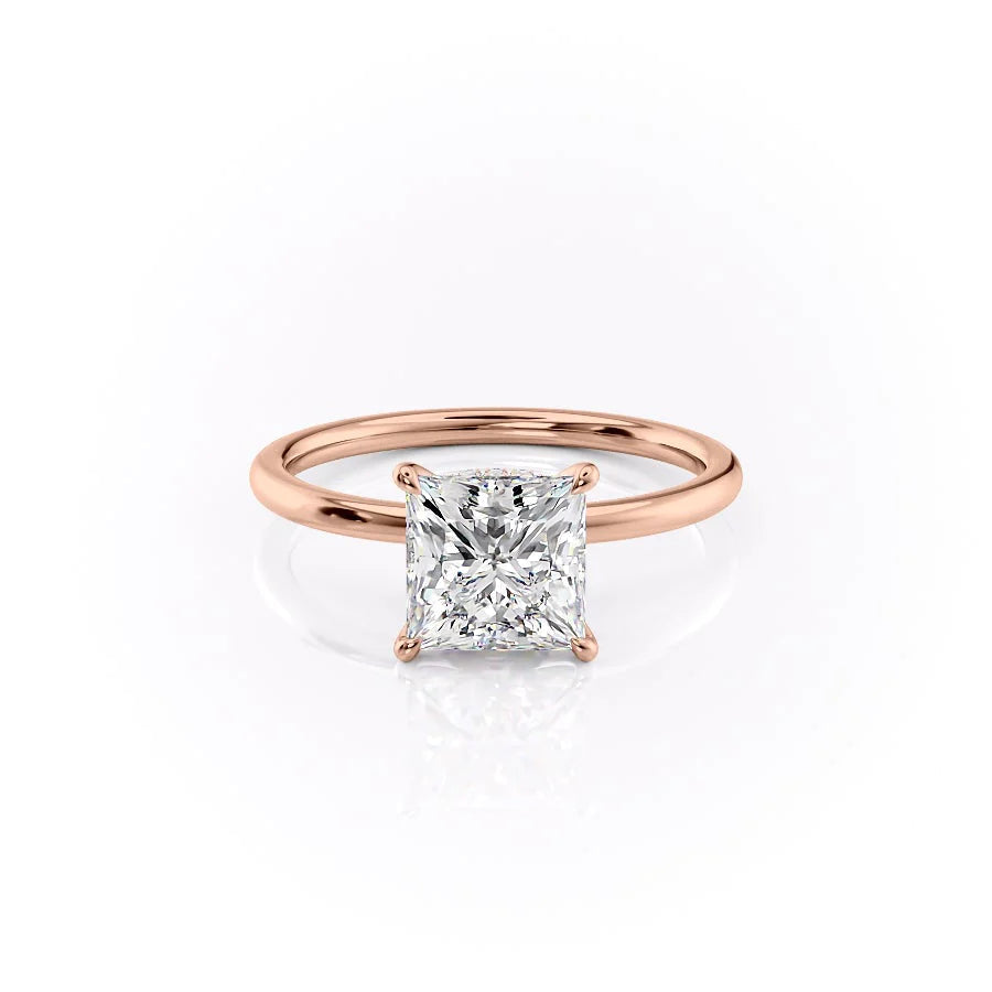 The Navy Set With Princess Solitaire Moissanite#material_14k-rose