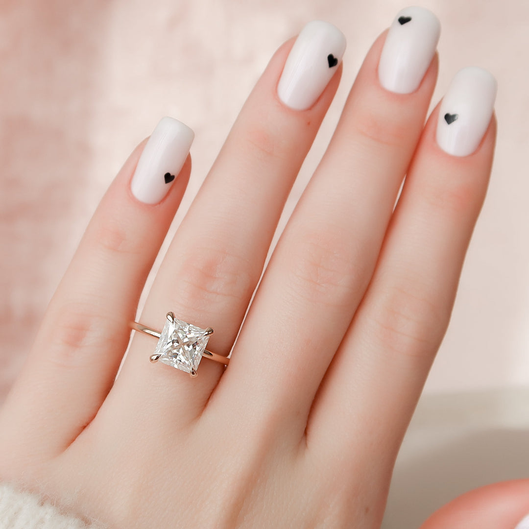 The Navy Set With Princess Solitaire Lab Diamond 2 Carat 14K Rose#material_14k-rose