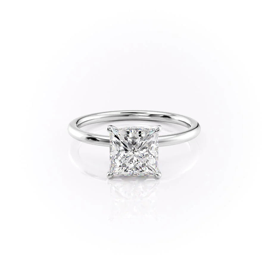 The Navy Set With Princess Solitaire Moissanite#material_14k-white