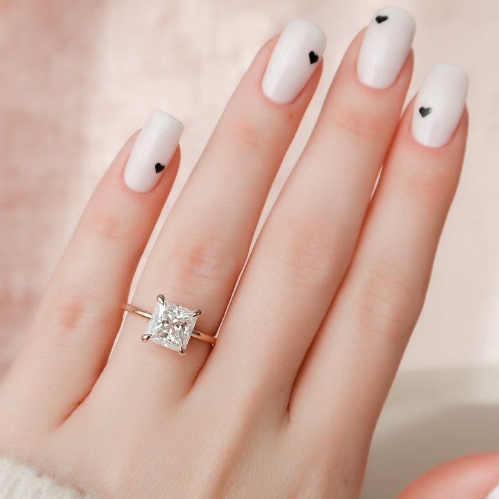 The Navy Set With Princess Solitaire Lab Diamond 2 Carat 18K Rose#material_18k-rose