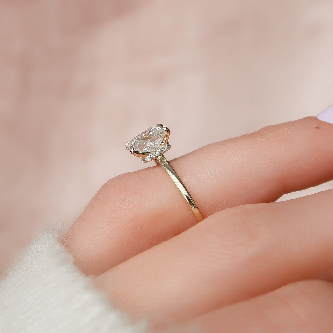 The Navy Princess Lab Diamond Moissanite Engagement Ring