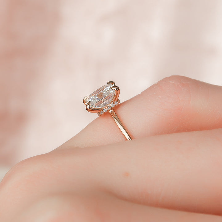 The Navy Princess Lab Diamond Moissanite Engagement Ring *Shown with 3 ct #material_rose