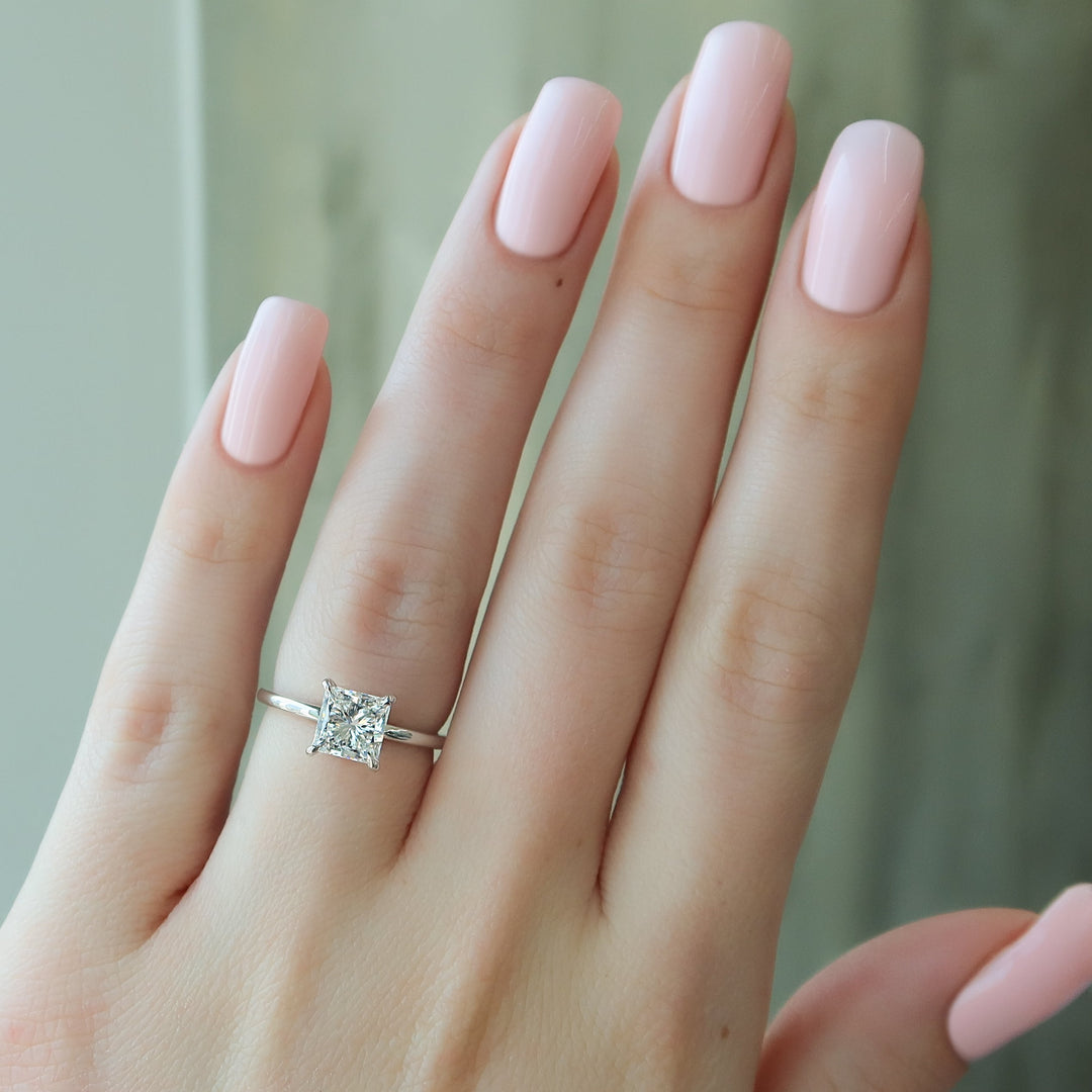 The Navy Princess Lab Diamond Moissanite Engagement Ring