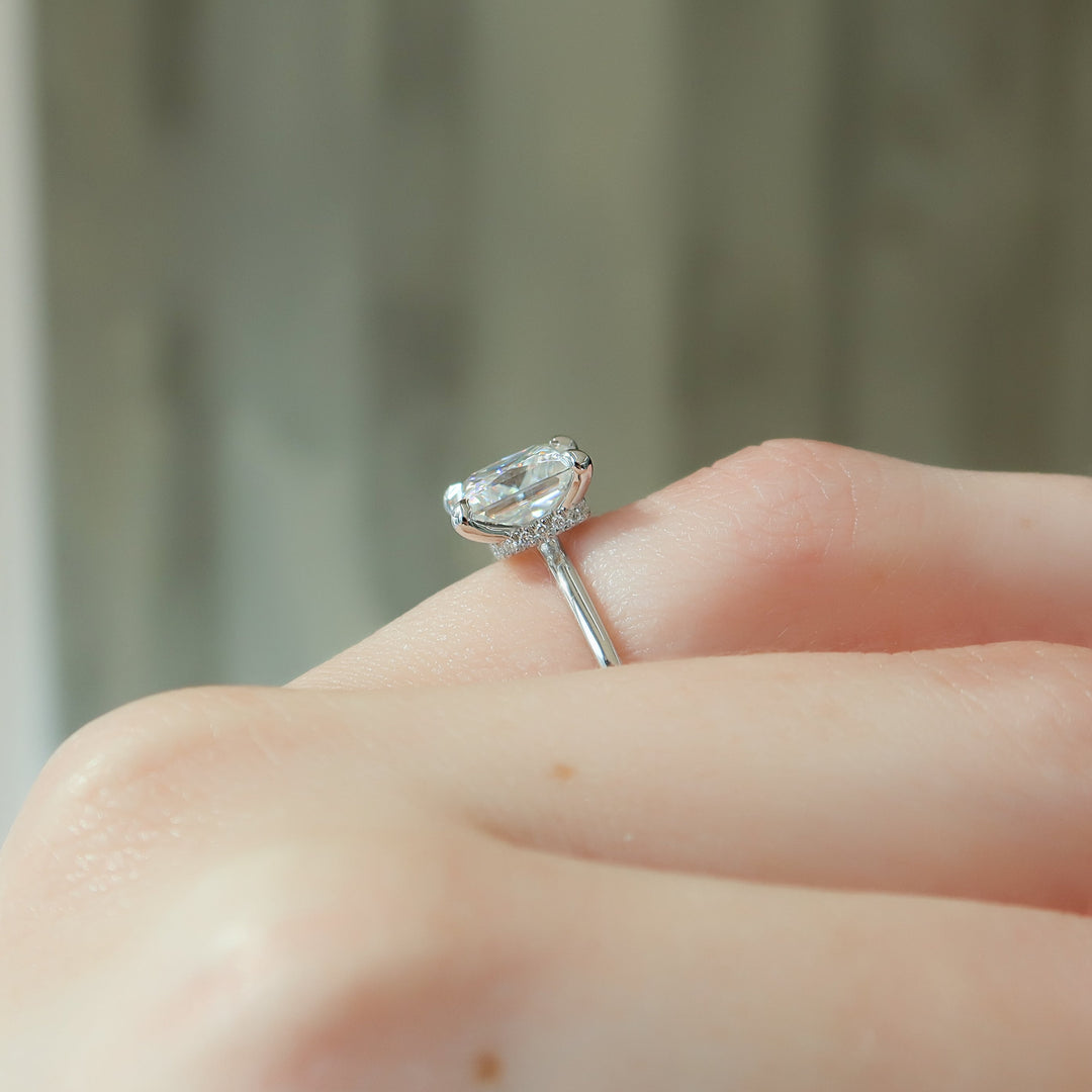 The Navy Princess Lab Diamond Moissanite Engagement Ring