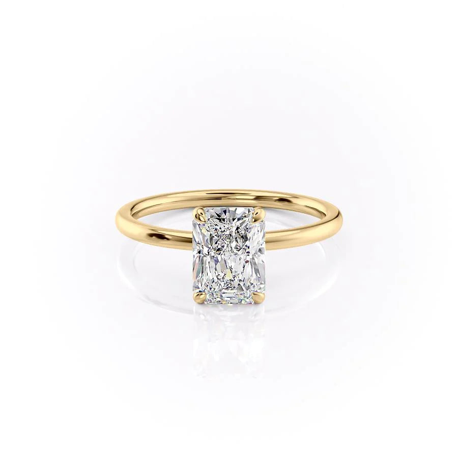 The Navy Set With Radiant Solitaire Lab Diamond 1 Carat 14K Gold#material_14k-gold