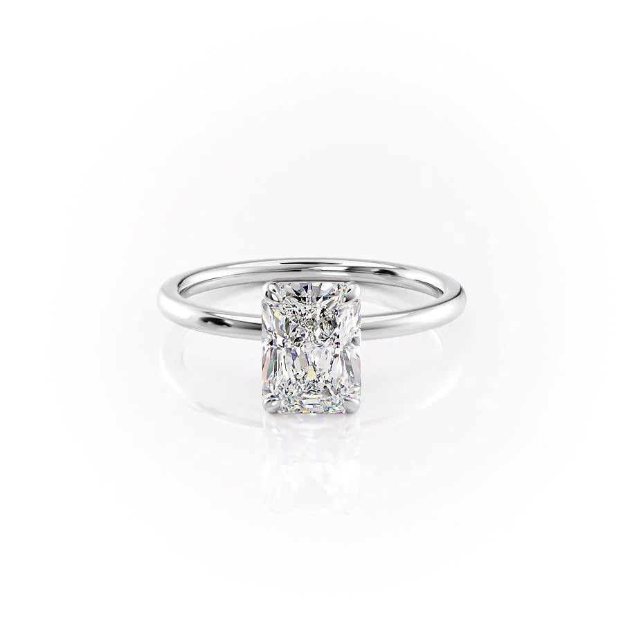 The Navy Set With Radiant Solitaire Lab Diamond 1 Carat 14K White#material_14k-white