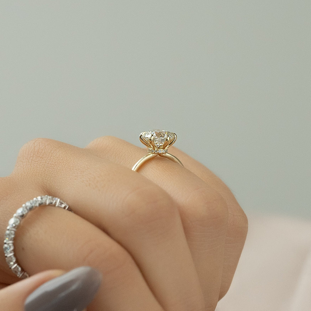 The Navy Set With Round Solitaire Lab Diamond 1 Carat 14K Gold#material_14k-gold