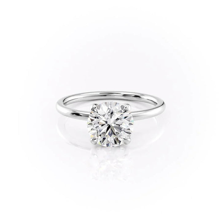 The Navy Set With Round Solitaire Lab Diamond 1 Carat 14K White#material_14k-white