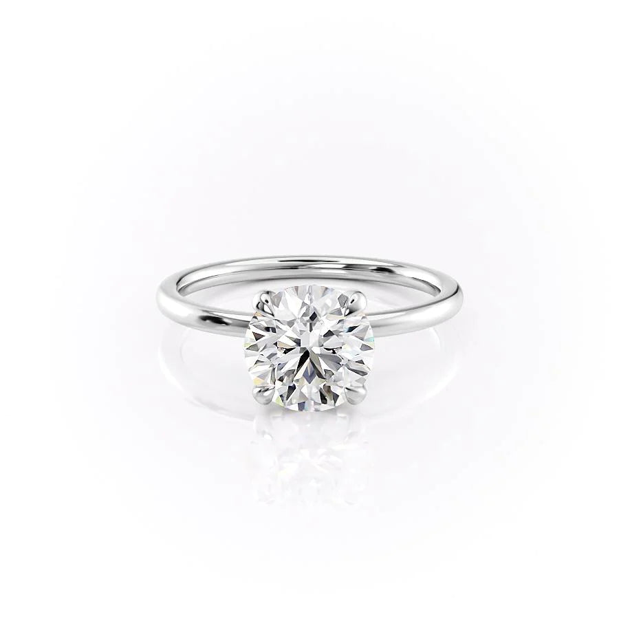 The Navy Set With Round Solitaire Moissanite#material_14k-white