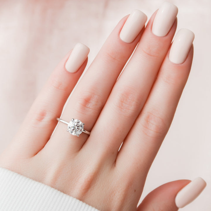 The Navy Set With Round Solitaire Moissanite#material_14k-white