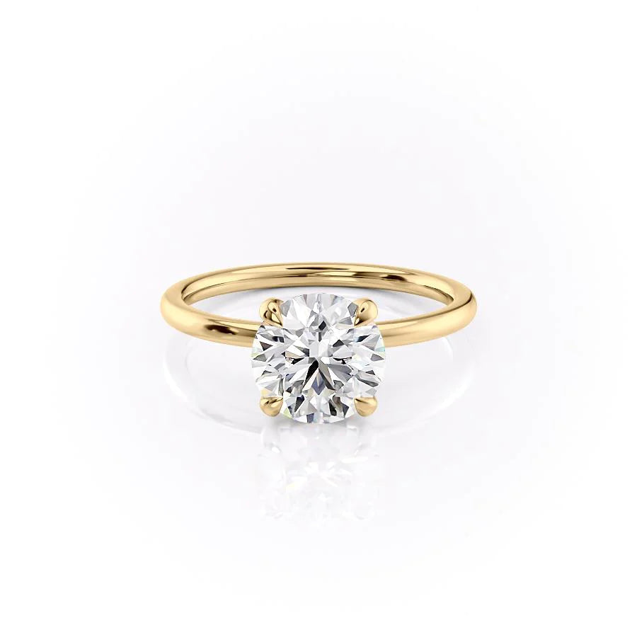 The Navy Set With Round Solitaire Moissanite#material_18k-gold