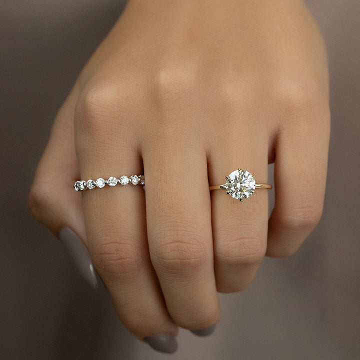 The Navy Round Lab Diamond Moissanite Engagement Ring *Shown with 2.5 ct #material_gold