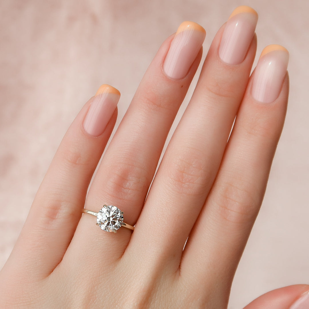 The Navy Round Lab Diamond Moissanite Engagement Ring