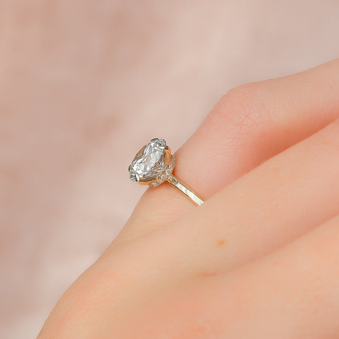 The Navy Round Lab Diamond Moissanite Engagement Ring