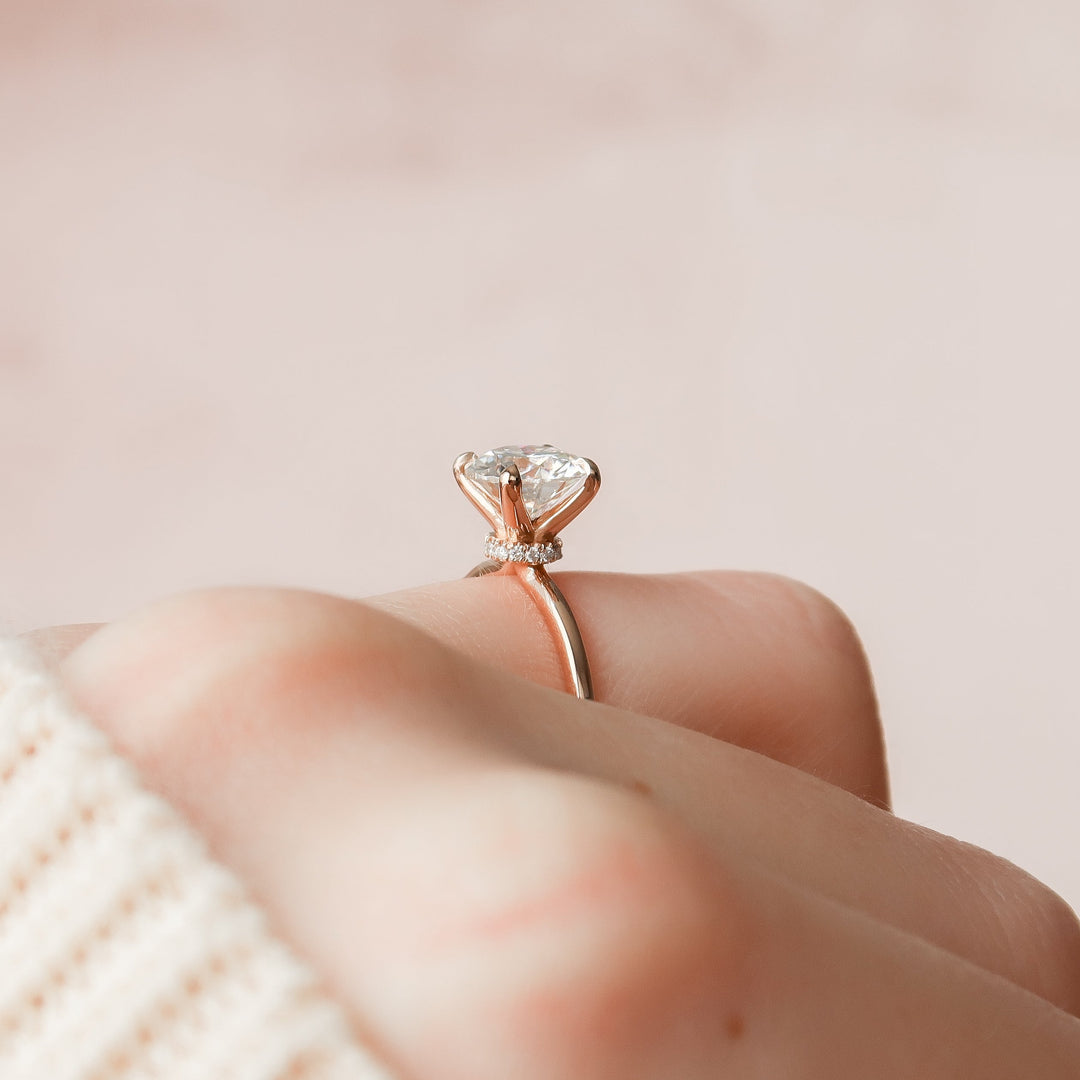 The Navy Round Lab Diamond Moissanite Engagement Ring