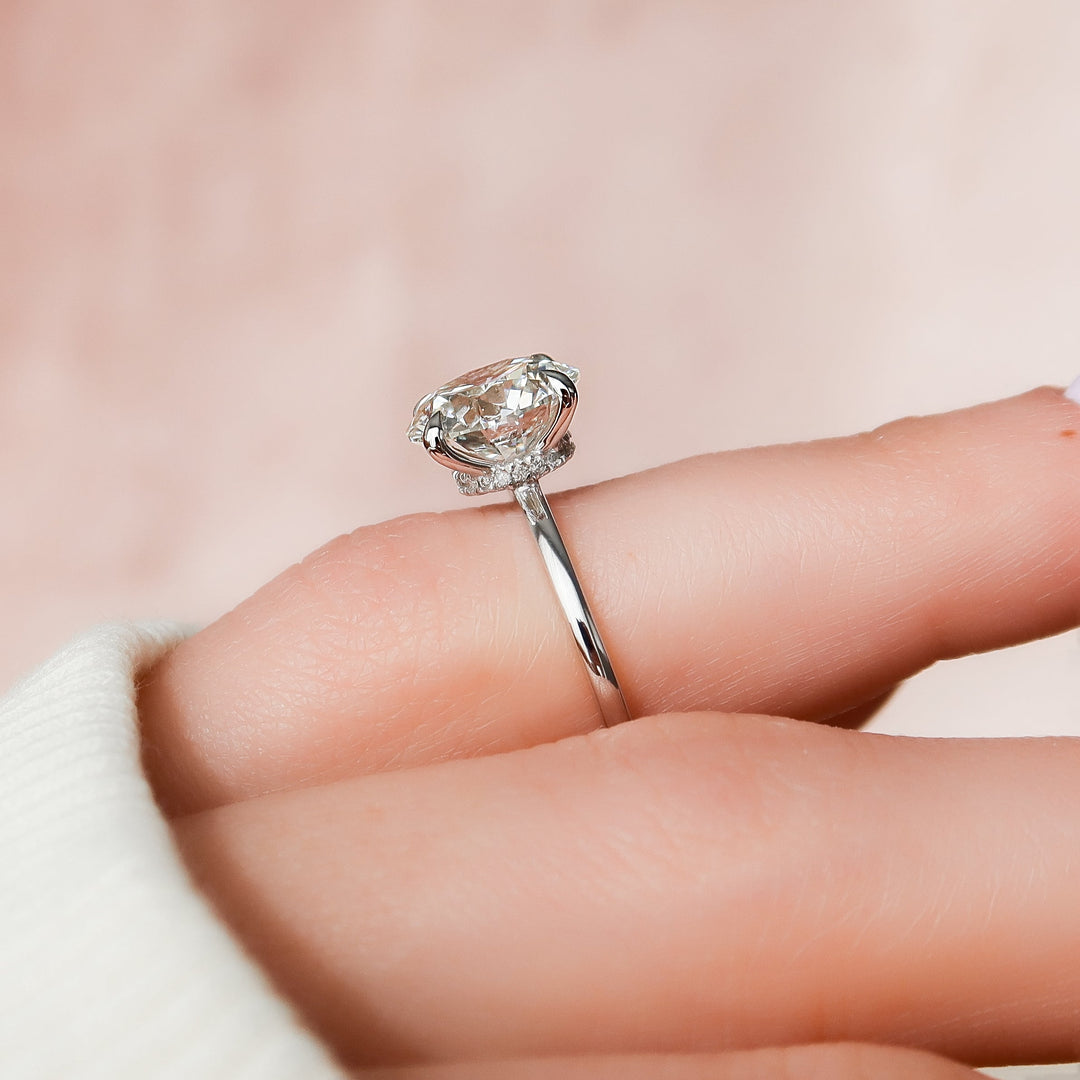 The Navy Round Lab Diamond Moissanite Engagement Ring