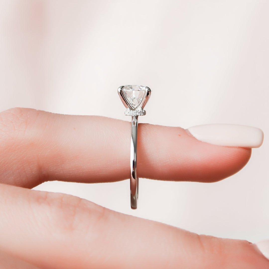 The Navy Round Lab Diamond Moissanite Engagement Ring