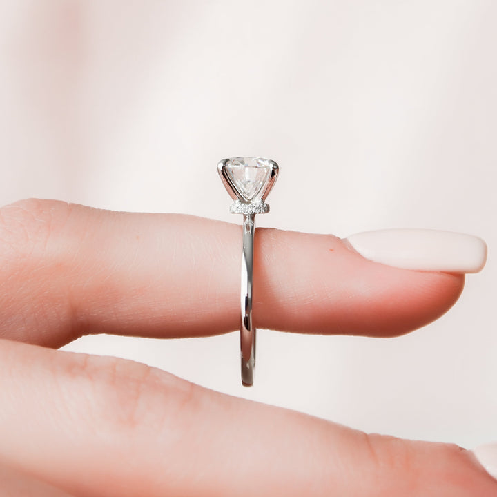 The Navy Round Lab Diamond Moissanite Engagement Ring *Shown with 2 ct #material_white