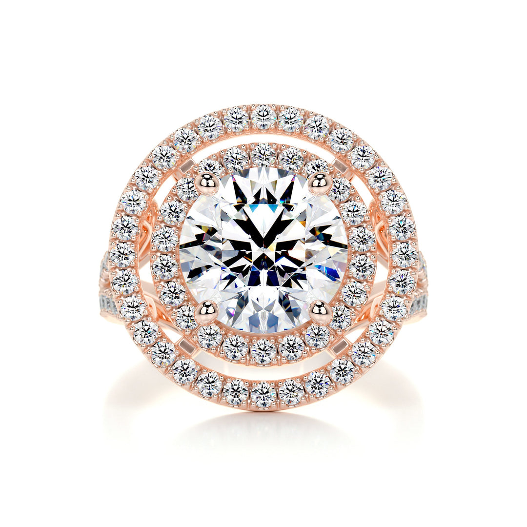 The Nevaeh Moissanite & Diamonds Ring Moissanite 14K Rose 1 Carat Round#material_14k-rose