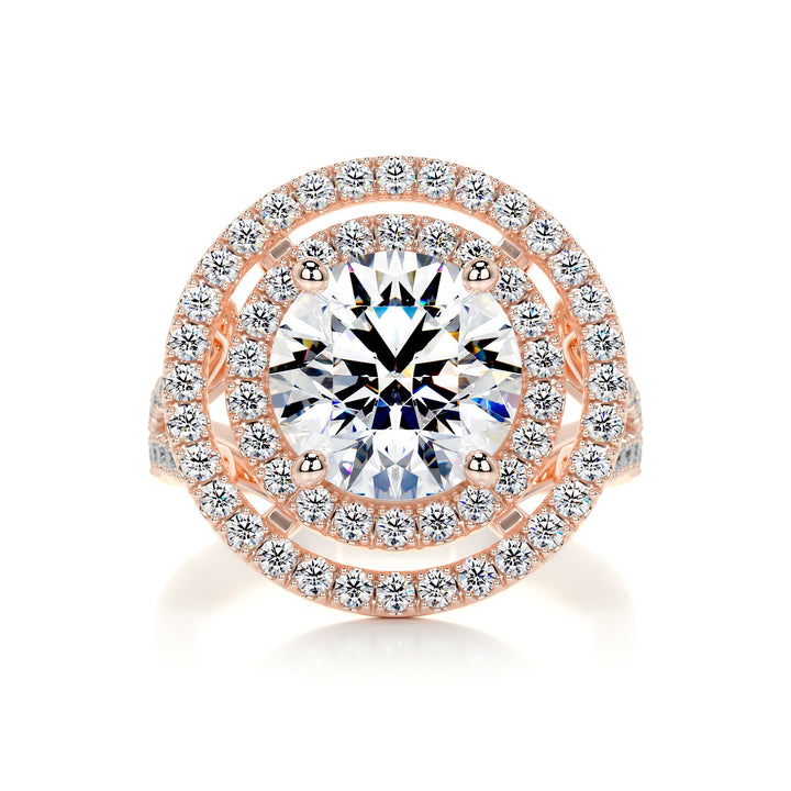 The Nevaeh Moissanite & Diamonds Ring Moissanite 14K Rose 1 Carat Round#material_14k-rose