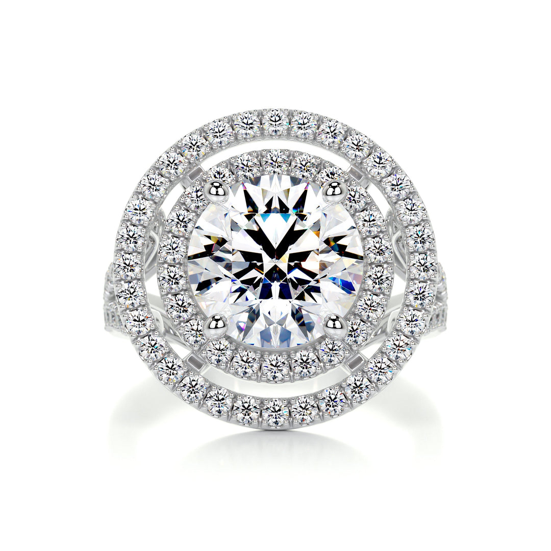 The Nevaeh Moissanite & Diamonds Ring Moissanite 14K White 1 Carat Round#material_14k-white