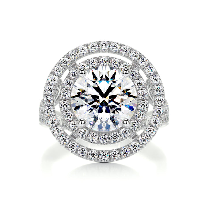 The Nevaeh Moissanite & Diamonds Ring Moissanite 14K White 1 Carat Round#material_14k-white