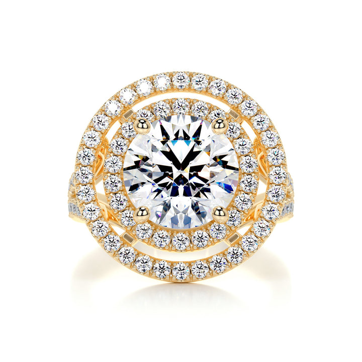 The Nevaeh Moissanite & Diamonds Ring Moissanite 18K Gold 1 Carat Round#material_18k-gold