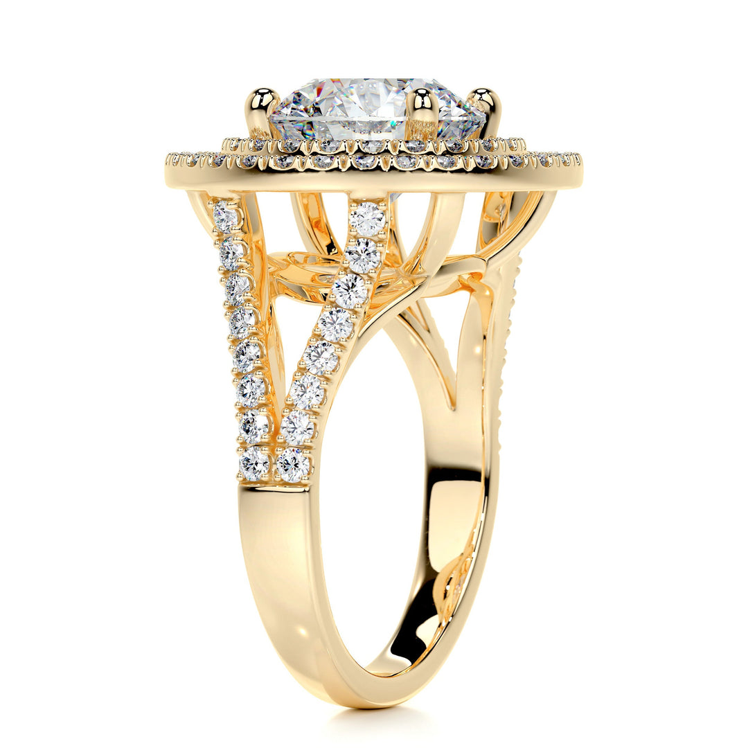 The Nevaeh Moissanite & Diamonds Ring Moissanite 18K Gold 2 Carat Round#material_18k-gold