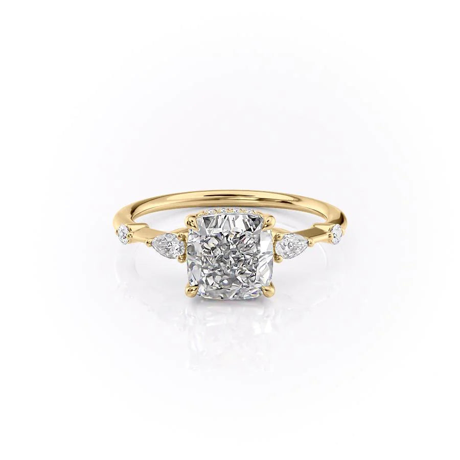 The Niko Set With Cushion Three Stone Lab Diamond 1 Carat 14K Gold#material_14k-gold