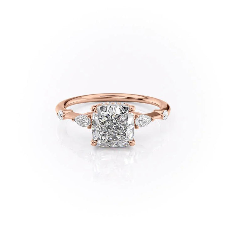 The Niko Set With Cushion Three Stone Lab Diamond 1 Carat 14K Rose#material_14k-rose