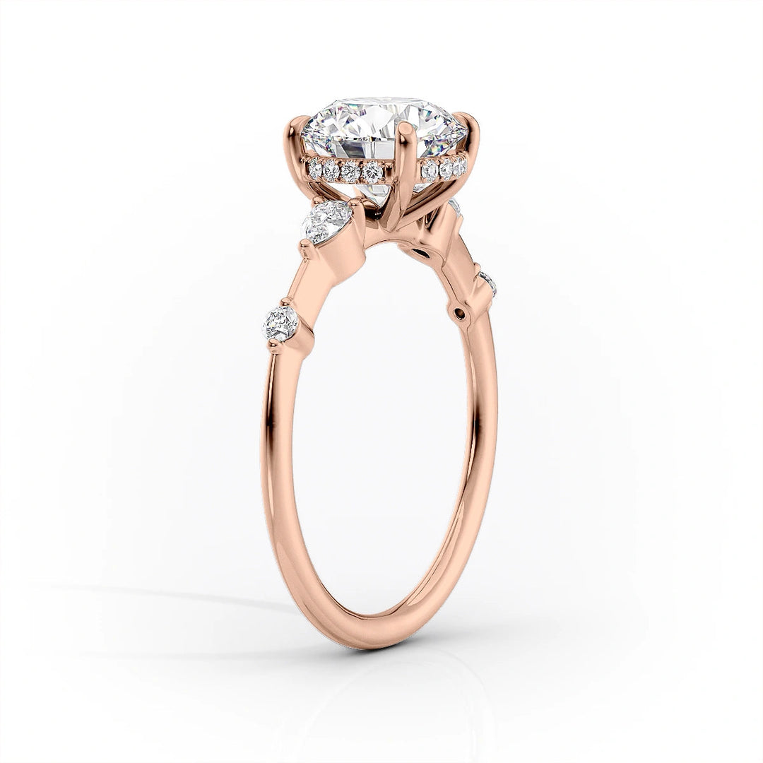 The Niko Set With Cushion Three Stone Lab Diamond 1.5 Carat 14K Rose#material_14k-rose