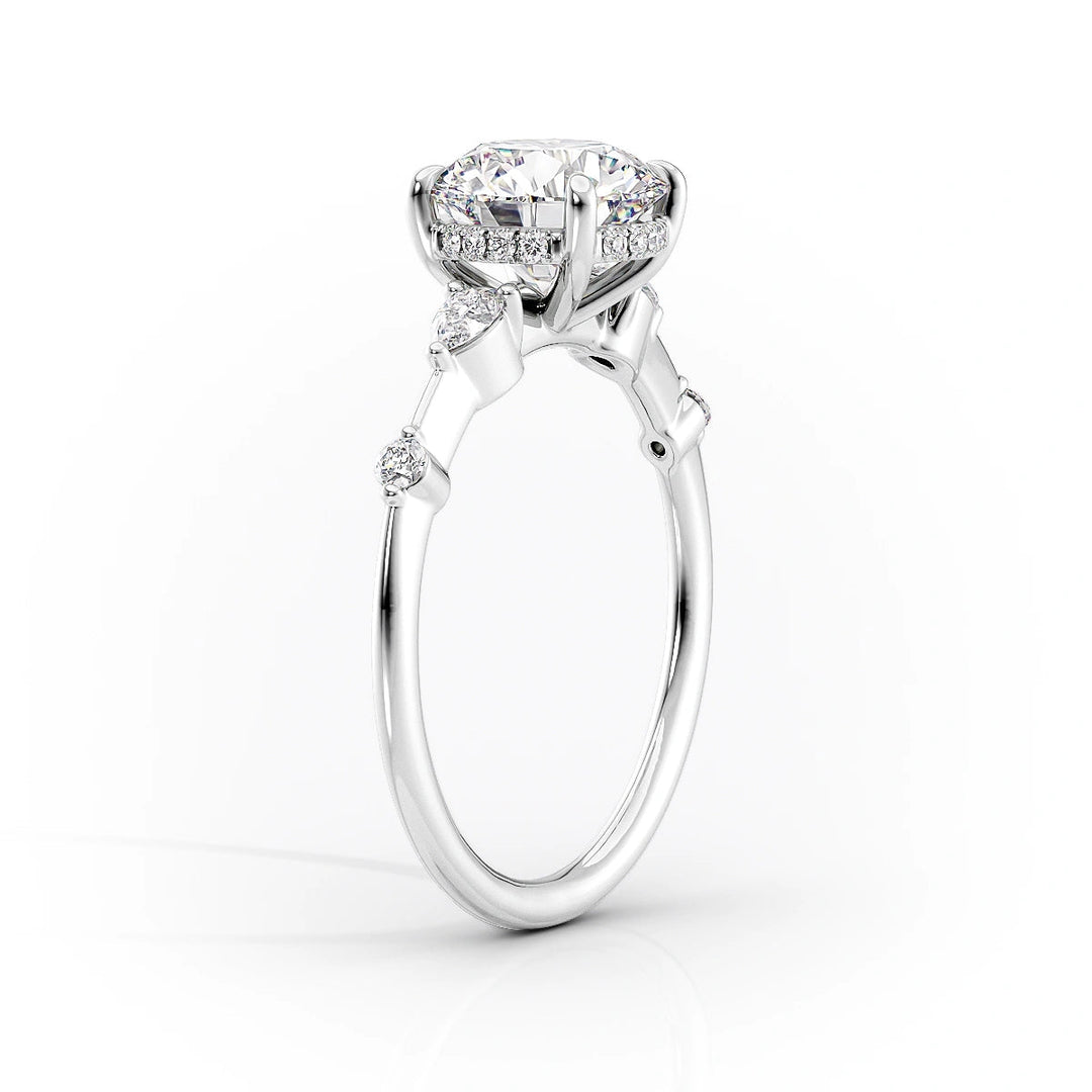 The Niko Set With Cushion Three Stone Lab Diamond 1.5 Carat 14K White#material_14k-white