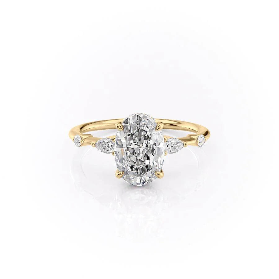 The Niko Set With Oval Three Stone Lab Diamond 1 Carat 14K Gold#material_14k-gold