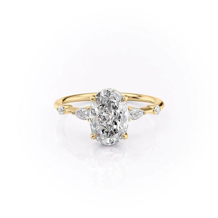 The Niko Set With Oval Three Stone Lab Diamond 1 Carat 14K Gold#material_14k-gold