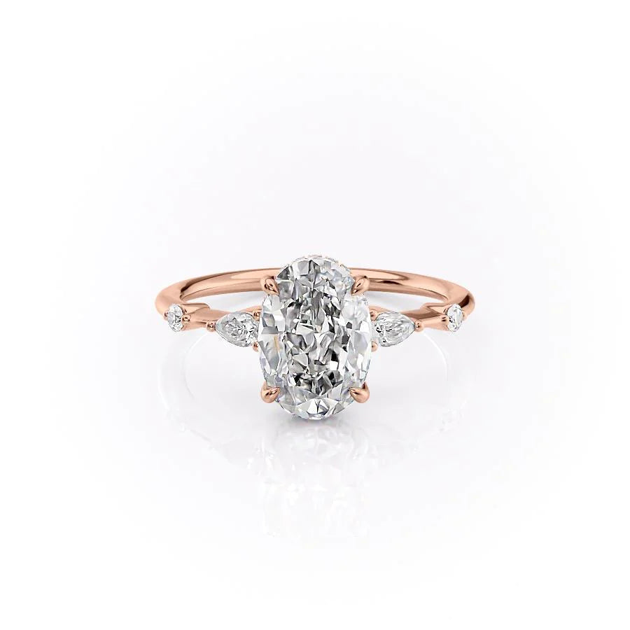 The Niko Set With Oval Three Stone Lab Diamond 1 Carat 14K Rose#material_14k-rose