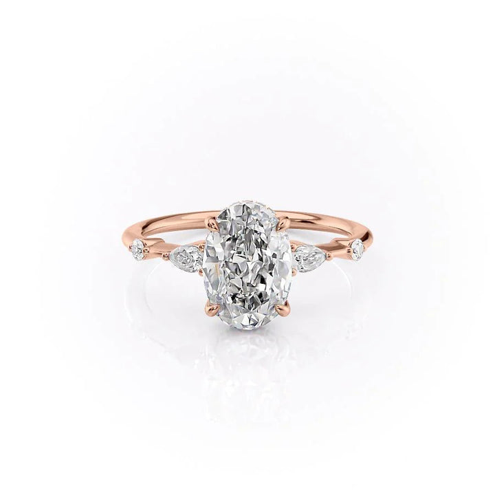 The Niko Set With Oval Three Stone Lab Diamond 1 Carat 18K Rose#material_18k-rose