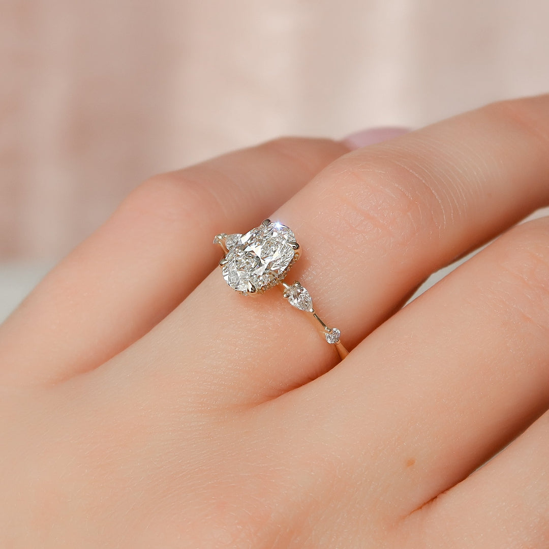 The Niko Oval Lab Diamond Moissanite Engagement Ring